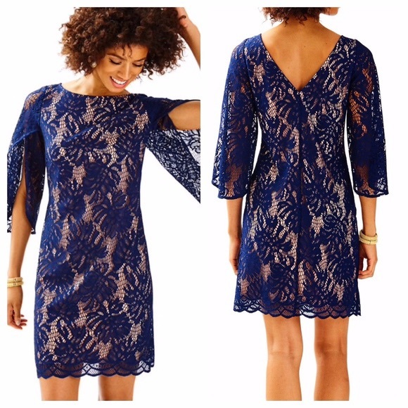 Worn Once! Lilly Pulitzer Bellmont Dress Navy XS - Picture 1 of 7